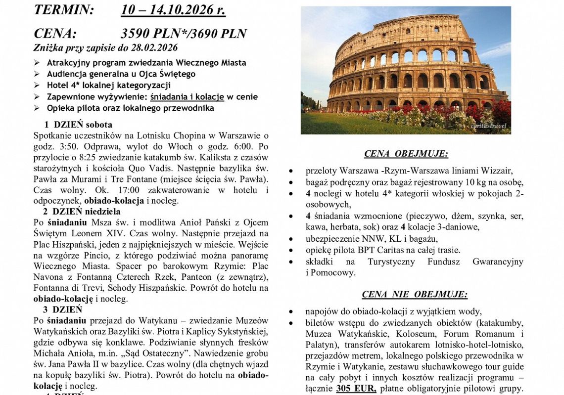 Pielgrzymka Parafialna 10-14.10.2026