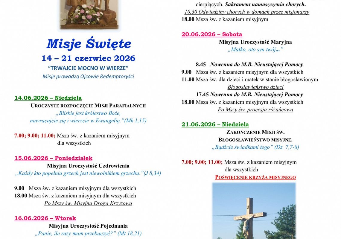 Parafialne Misje Święte 2026