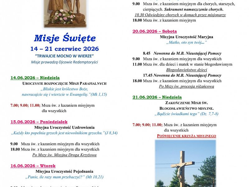 Parafialne Misje Święte 2026